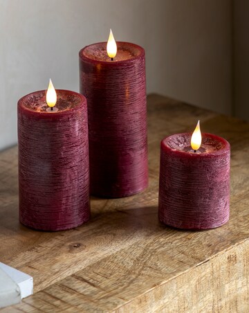 Set of 3 LED 1 Wick Candle - Oxblood