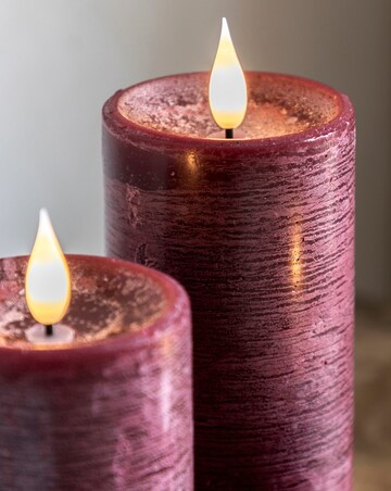 Set of 3 LED 1 Wick Candle - Oxblood