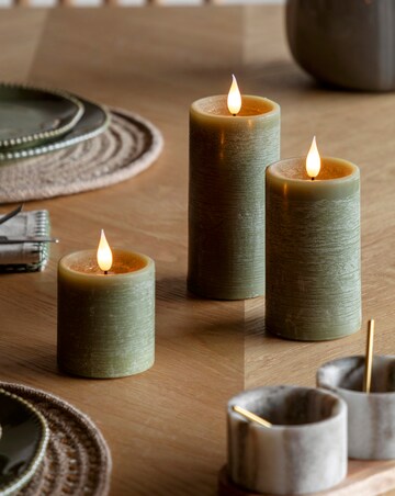 Set of 3 LED 1 Wick Candle - Olive