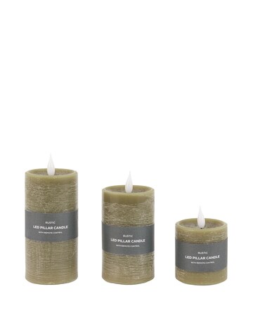 Set of 3 LED 1 Wick Candle - Olive