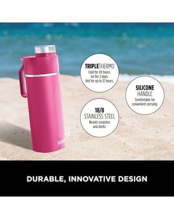 Ninja Thirsti Carbonated 530ml 18oz Bottle with Carbonation Lid in Pink