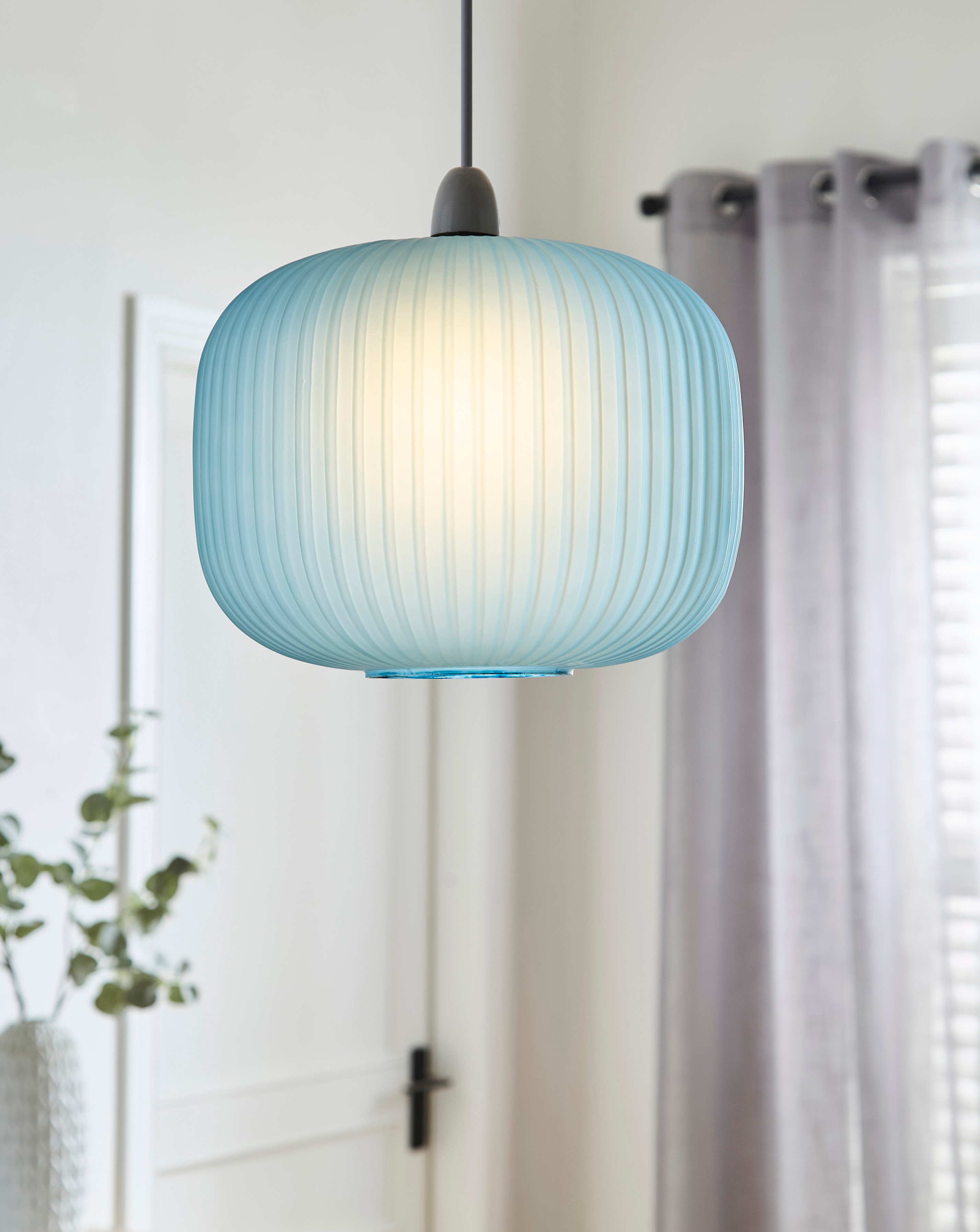 New In - Nora Matt Blue Glass 20cm Pendant Shade