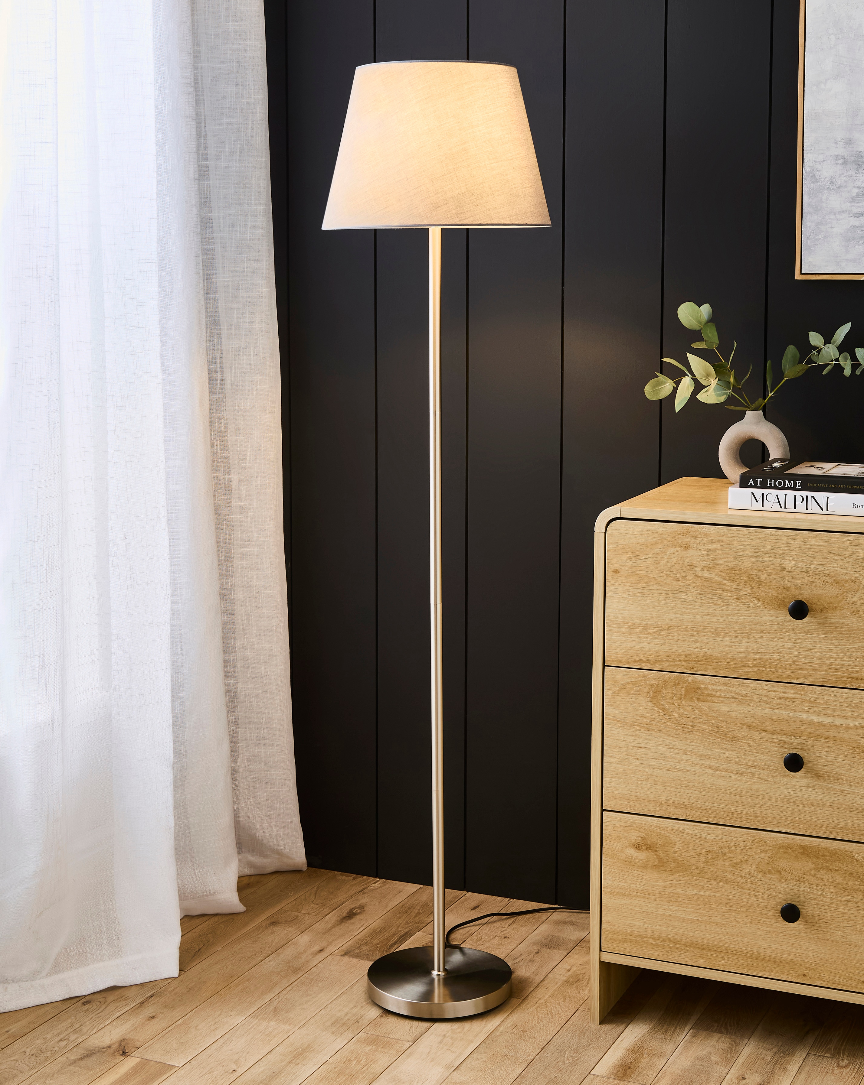 New In - Owen Grey and Chrome Floor Lamp