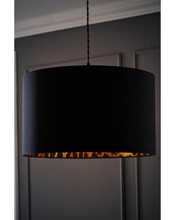 ValueLights Oasis Large Black Drum Shade with Leopard Inner 30cm