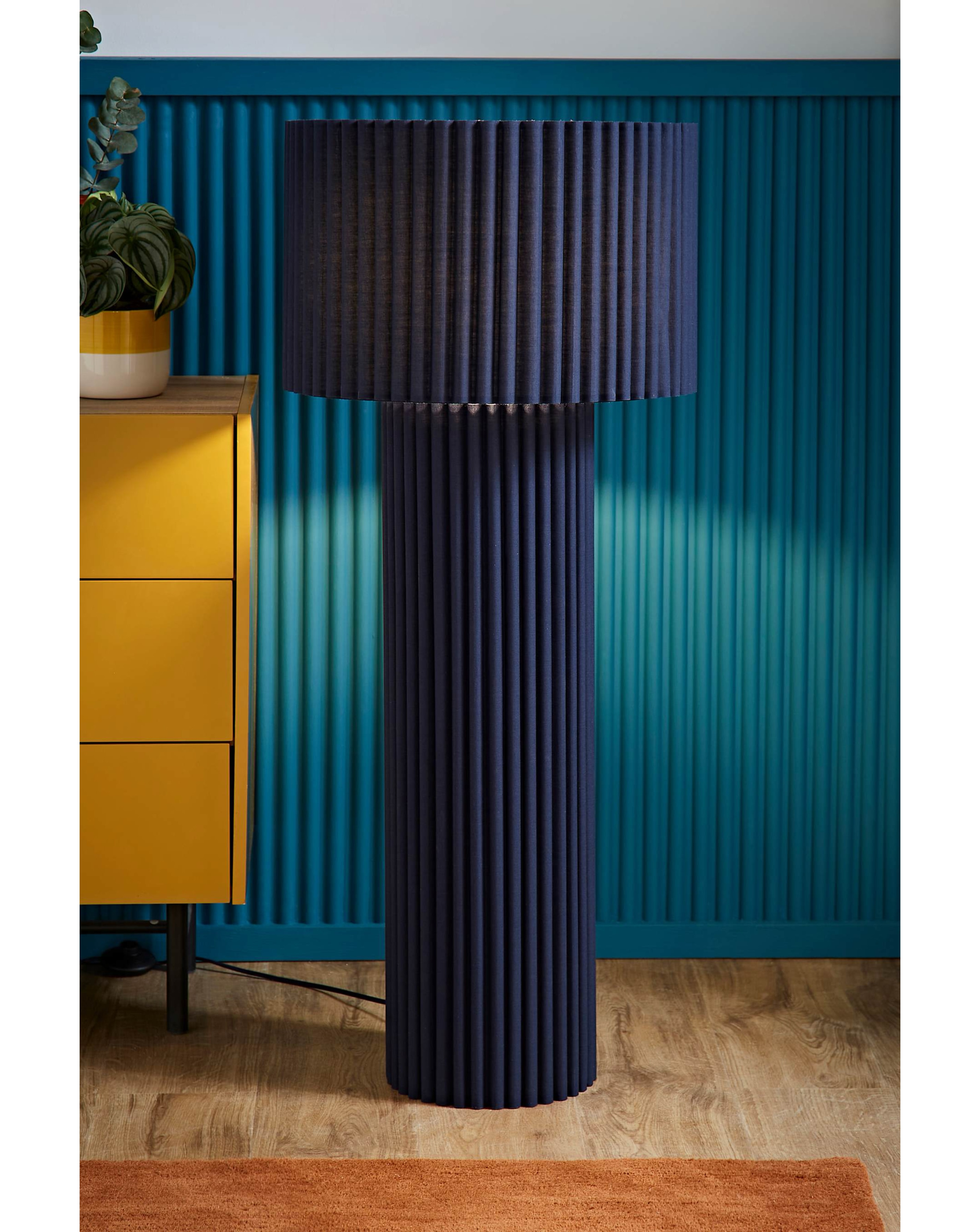 New In - Lenny Navy Ribbed Floor Lamp