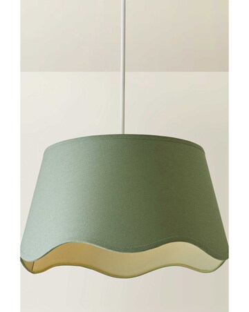 ValueLights Mabel Large Scalloped Bottom Sage Green Linen Shade 45cm