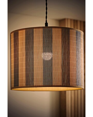 ValueLights Lori Medium Blue Stripe Bamboo Printed Shade 30cm