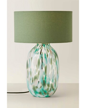 ValueLights Belinda Green Confetti Glass Table Lamp