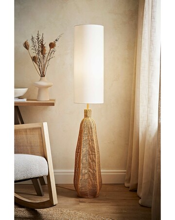 ValueLights Una Rattan Midi Floor Lamp
