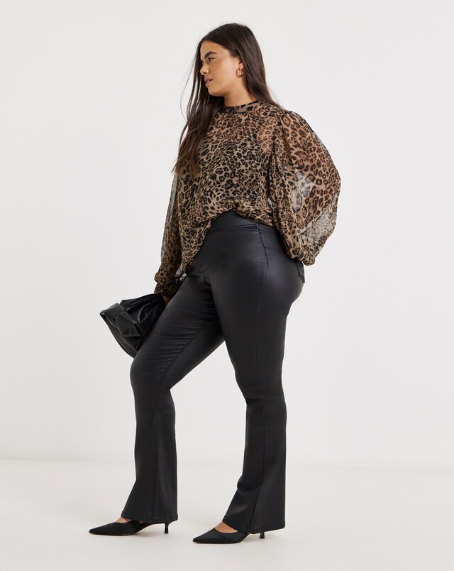 Black Coated Flare Jegging