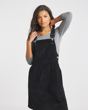 Black Cord Mini Dungaree Dress