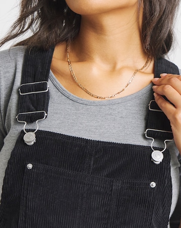 Black Cord Mini Dungaree Dress