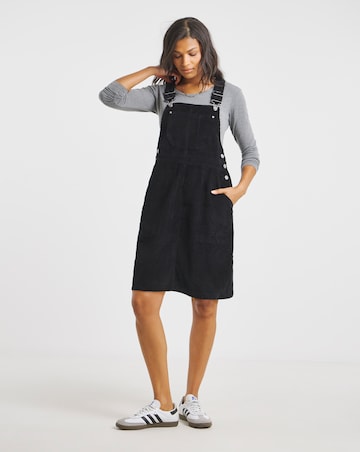 Black Cord Mini Dungaree Dress