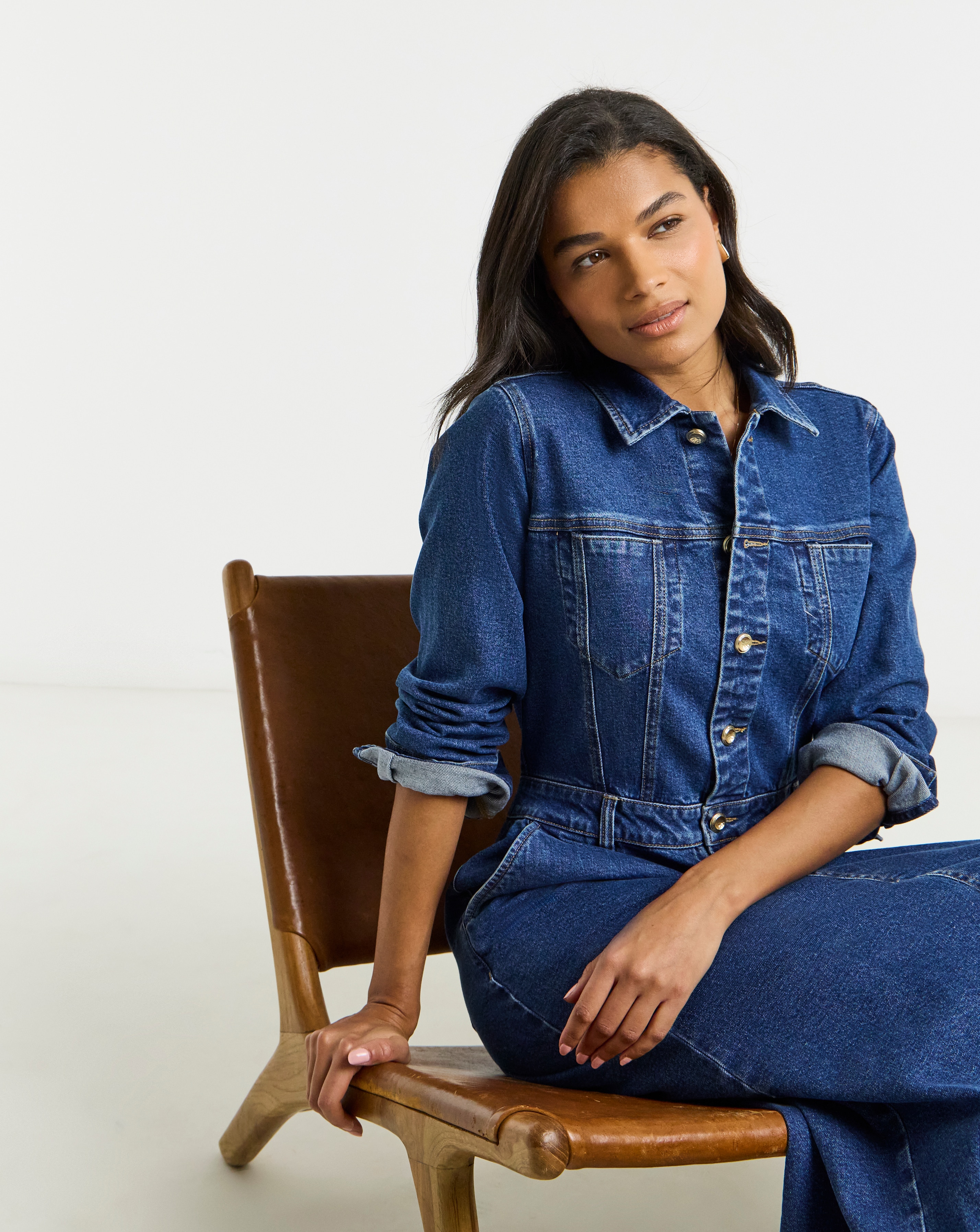 New In - Statement Button Midaxi Denim Dress