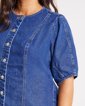 Simply Be Mid Wash Button Through Denim Blouse