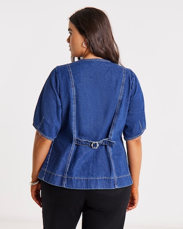 Simply Be Mid Wash Button Through Denim Blouse