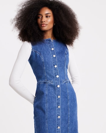 Mid Wash Denim Sleeveless Midaxi Dress