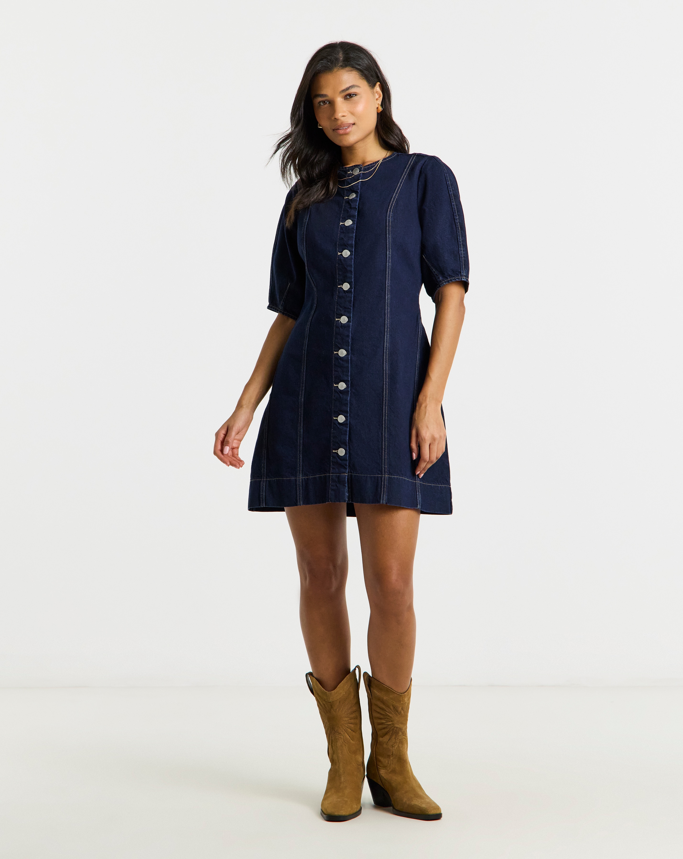 New In - Simply Be Indigo Cinched Mini Dress