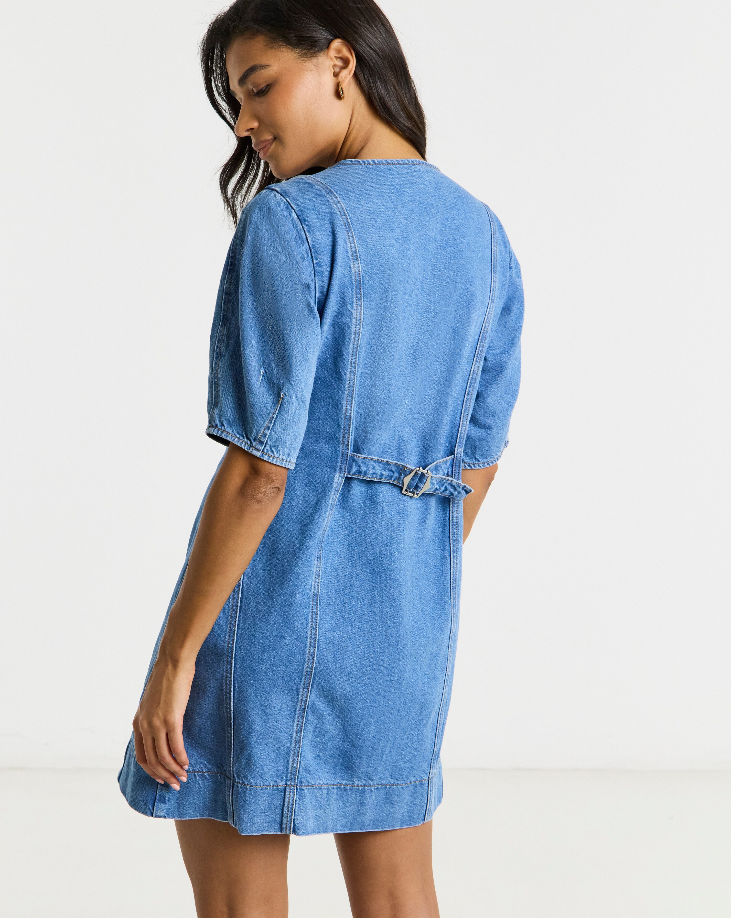 Simply Be Light Blue Cinched Mini Dress | JD Williams
