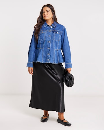 Mid Wash Denim Peplum Jacket