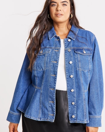 Mid Wash Denim Peplum Jacket