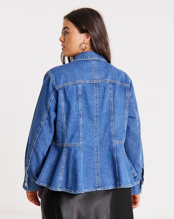 Mid Wash Denim Peplum Jacket