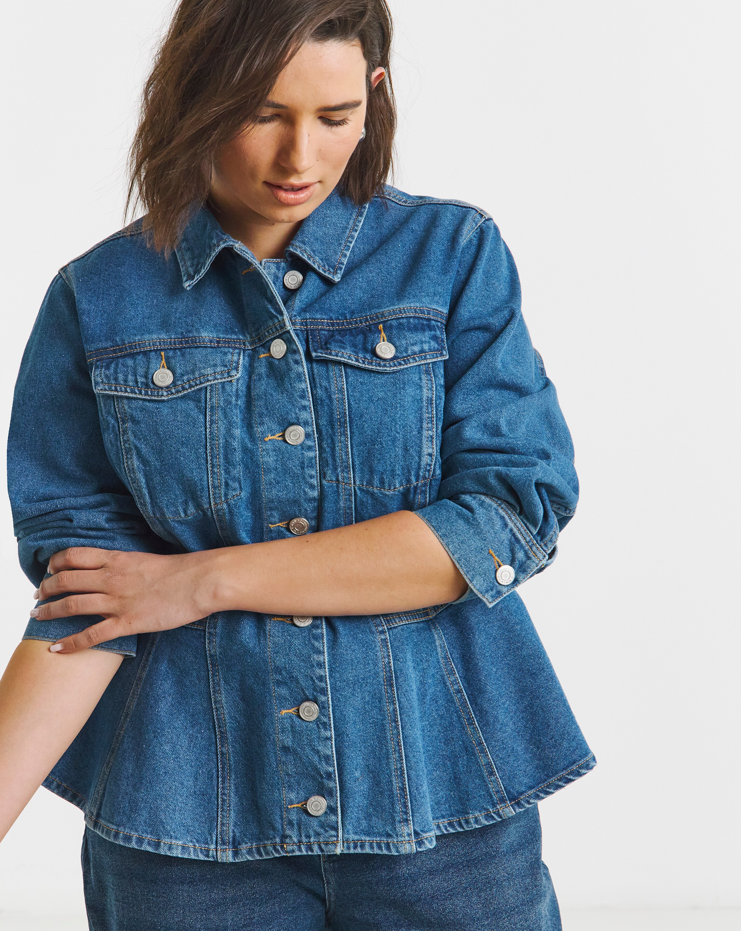 Simply Be Mid Wash Denim Peplum Jacket