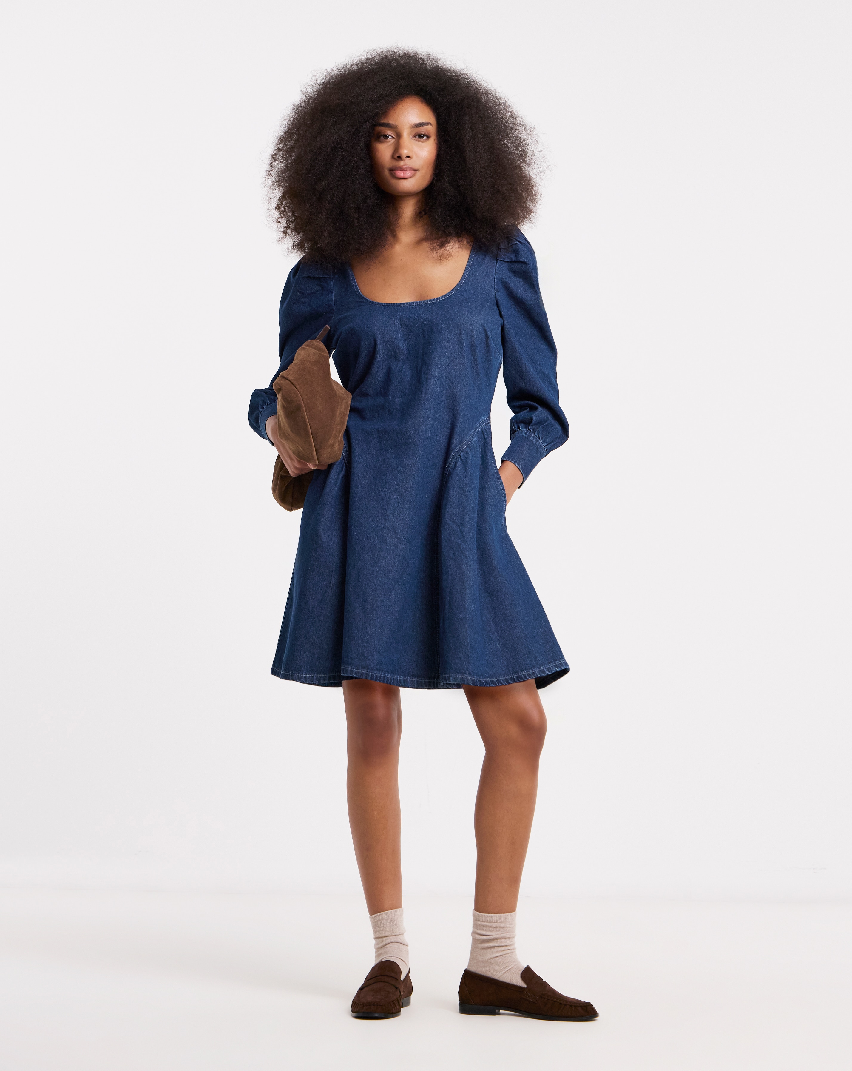 New In - Mid Blue Long Sleeve Mini Dress