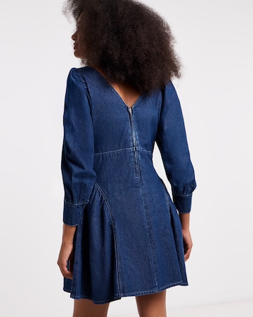 Mid Blue Long Sleeve Mini Dress