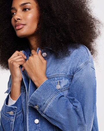 Mid Blue Curved Seam Boyfriend Jacket