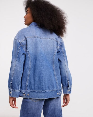 Mid Blue Curved Seam Boyfriend Jacket