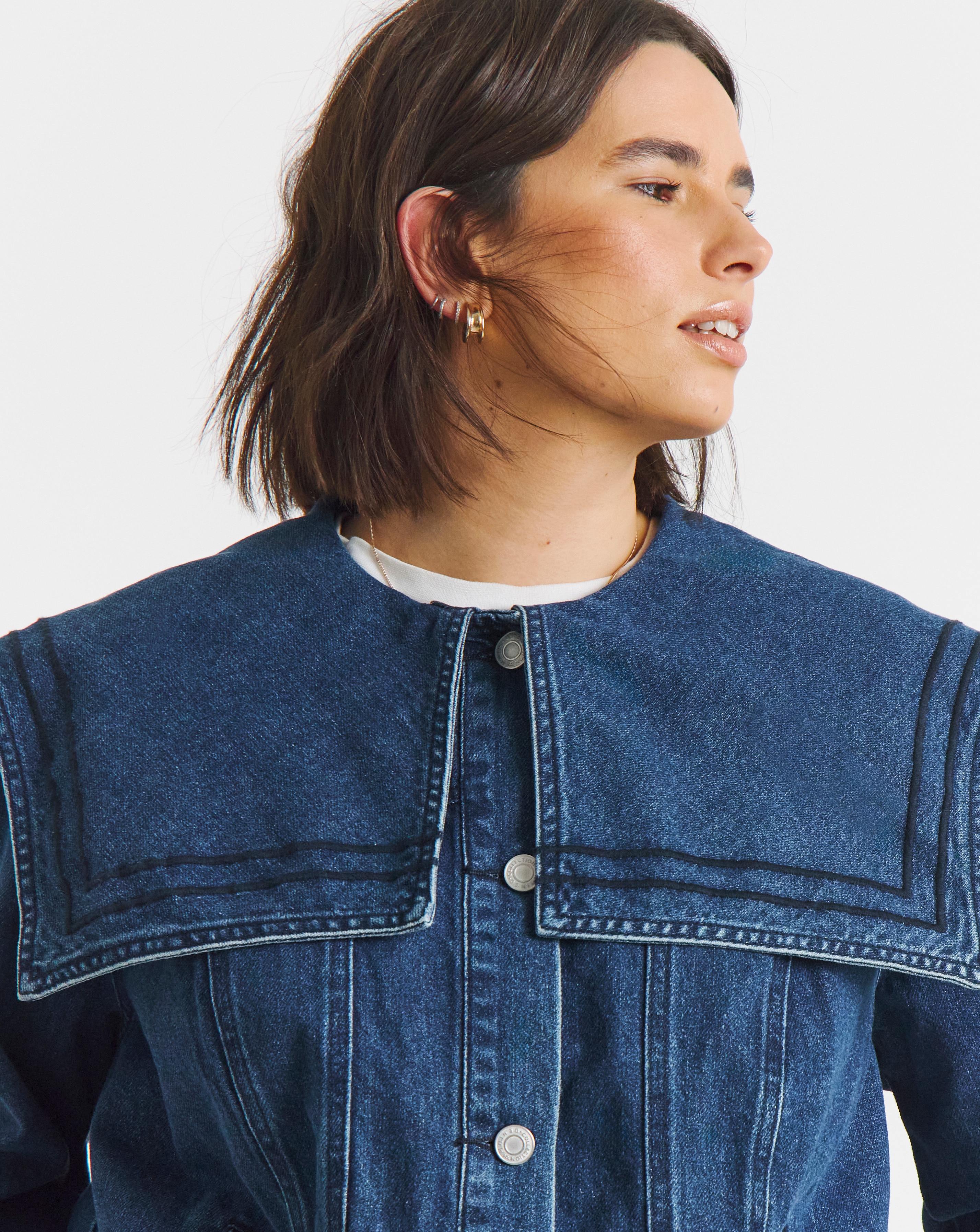 Simply Be Indigo Sailor Collar Denim Jacket | JD Williams