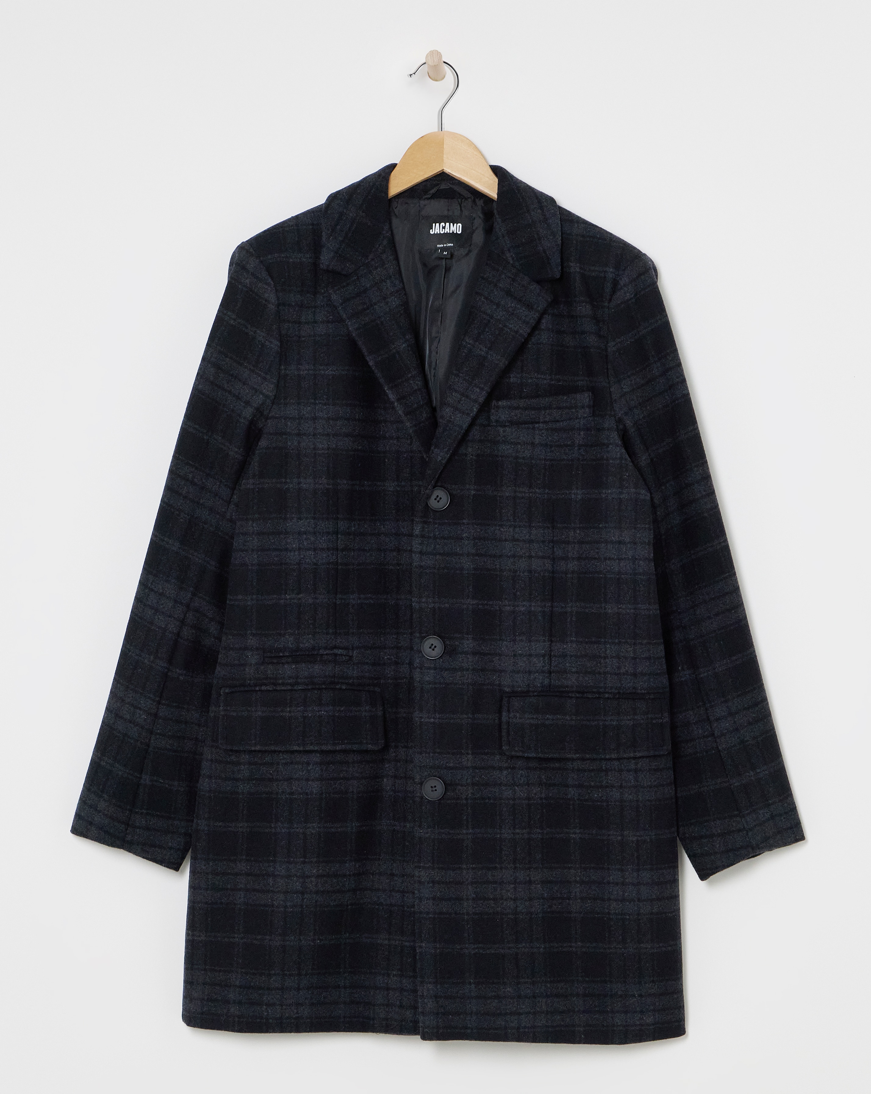 Wool Mix Check Overcoat