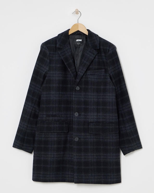 Wool Mix Check Overcoat
