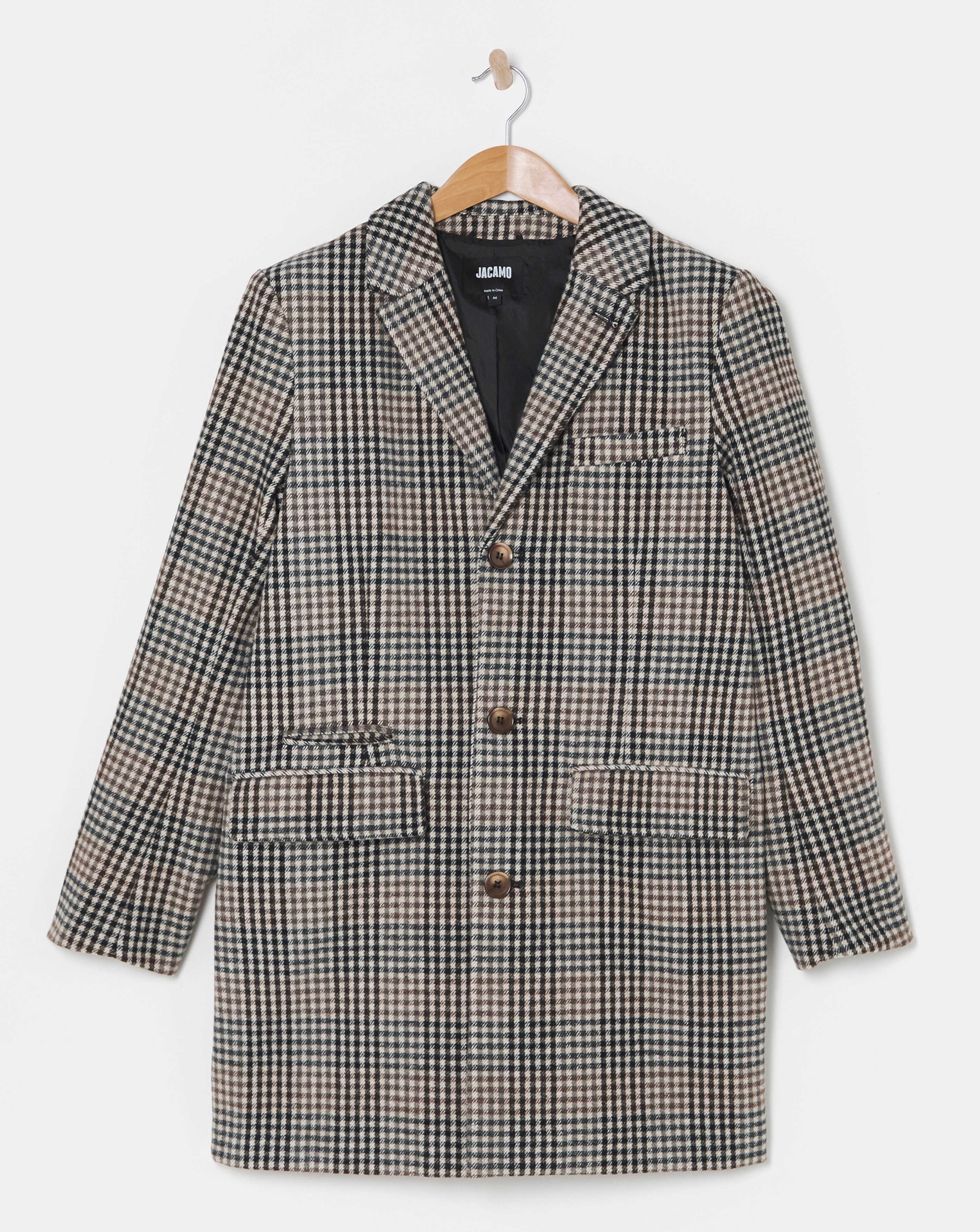 Wool Mix Check Over Coat