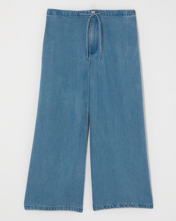 Simply Be Light Blue Tencel Denim Tie Waist Culotte Co Ord
