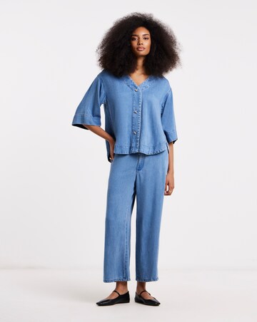 Simply Be Light Blue Tencel Denim Relaxed Shirt Co Ord