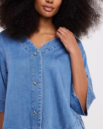 Simply Be Light Blue Tencel Denim Relaxed Shirt Co Ord