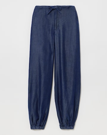 Indigo Lyocell Denim Tie Waist Balloon Jeans