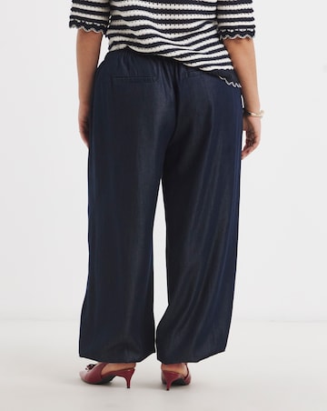 Indigo Lyocell Denim Tie Waist Balloon Jeans