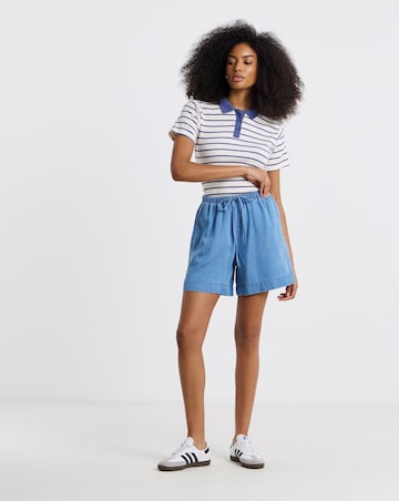 Light Blue Lyocell Denim Jogger Shorts