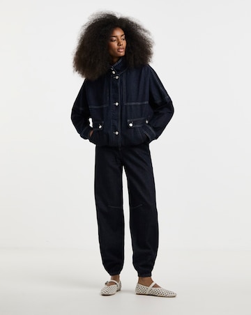 Simply Be Indigo Funnel Neck Bat Wing Denim Jacket