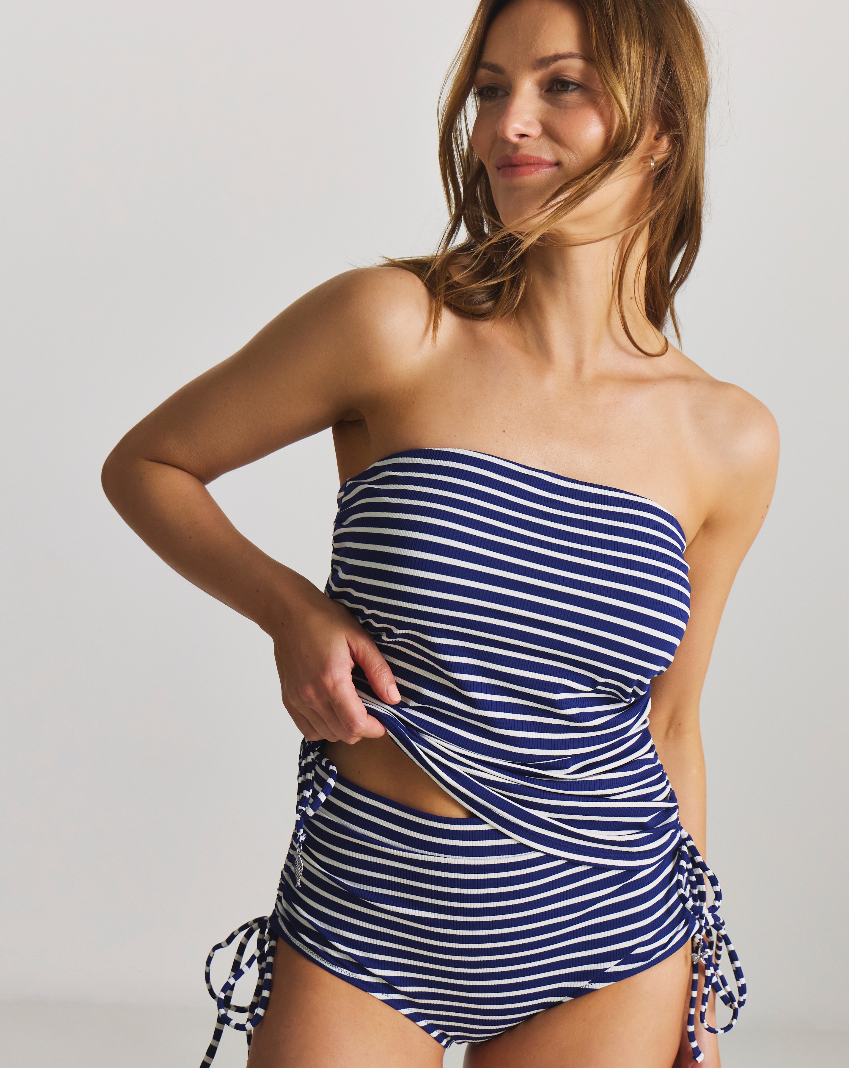 New In - Adjustable Bandeau Stripe Tankini Top