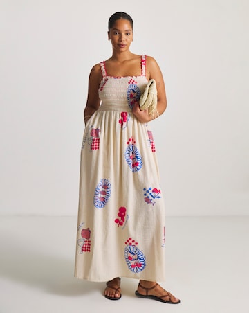 Simply Be Cotton Shirred Maxi Beach Dress Dolce Vita Print