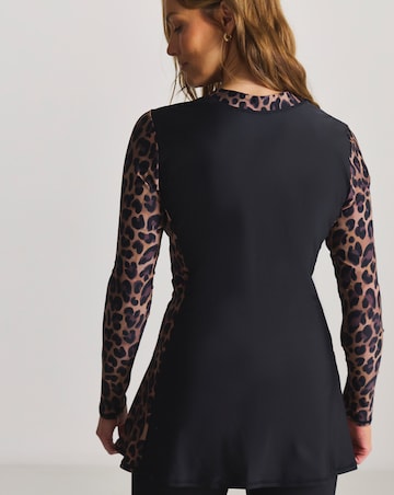 Sports Swim Rash Vest Black/Leopard