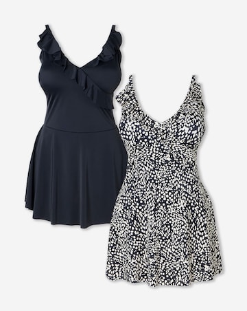 Simply Be Value 2 Pack Ruffle Swimdresses