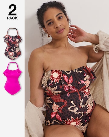 Simply Be 2 Pack Value Bandeau Ruffle Swimsuits