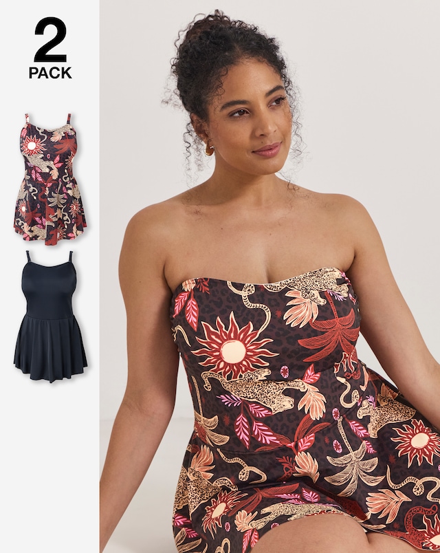 Simply Be Value 2 Pack Bandeau Swimdresses