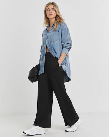 Simply Be Black Ponte Wide Leg Trousers