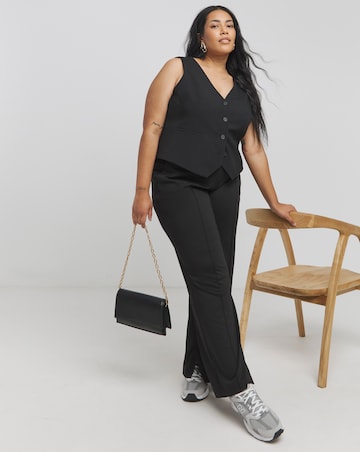 Black Tailored Jersey Wide Leg Trousers